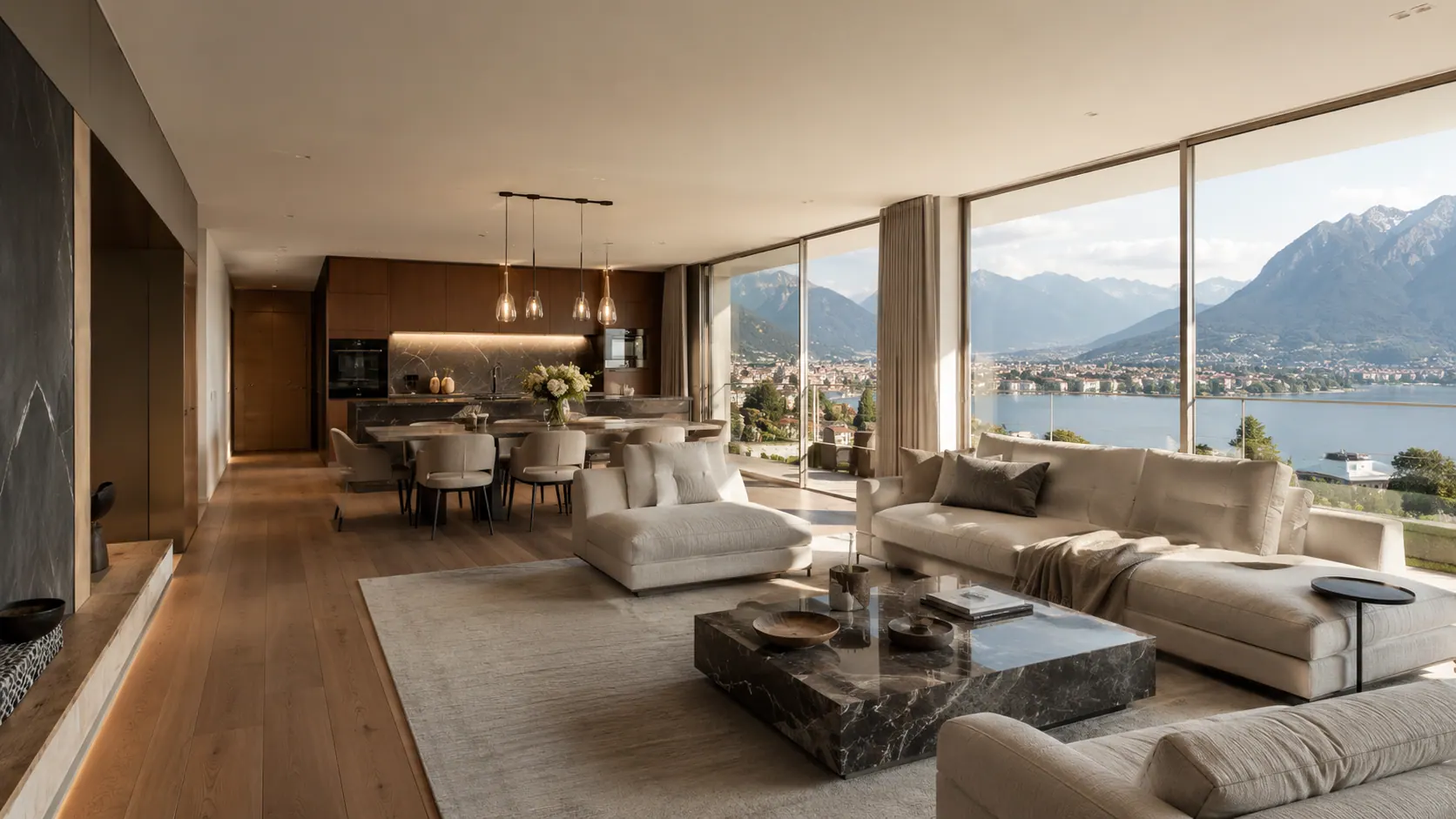 High-end real estate interior with lake view for Nexstone sale listings